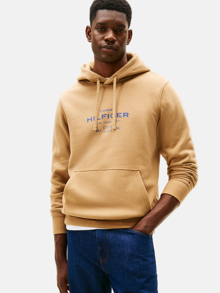 Tommy Hilfiger smeđa muška dukserica s kapuljačom-[SKU]