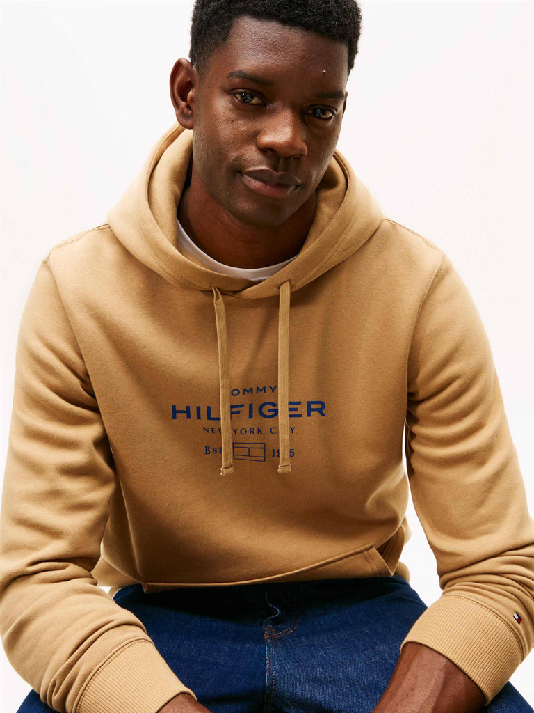 Tommy Hilfiger smeđa muška dukserica s kapuljačom-[SKU]