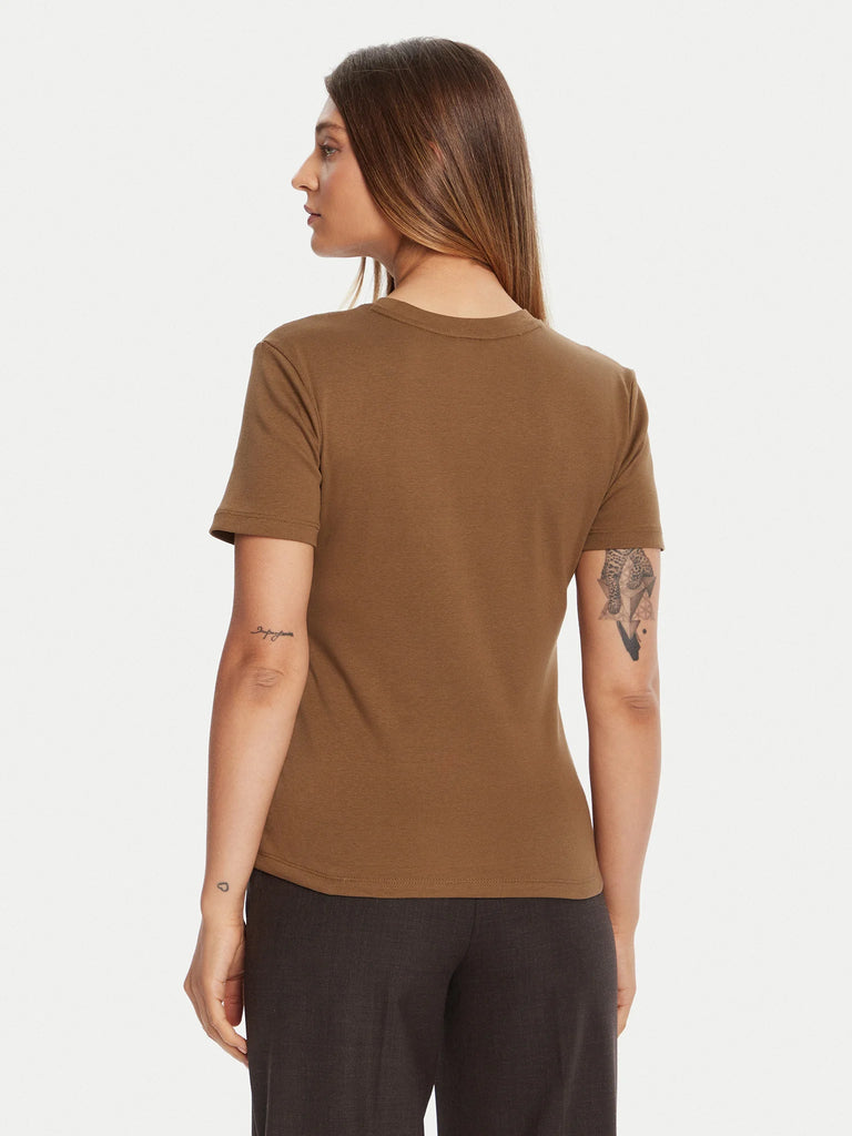 Tommy Hilfiger smeđa ženska majica s kratkim rukavima-[SKU]