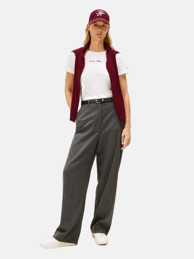 Tommy Hilfiger bijela ženska majica s elegantnim detaljima-[SKU]