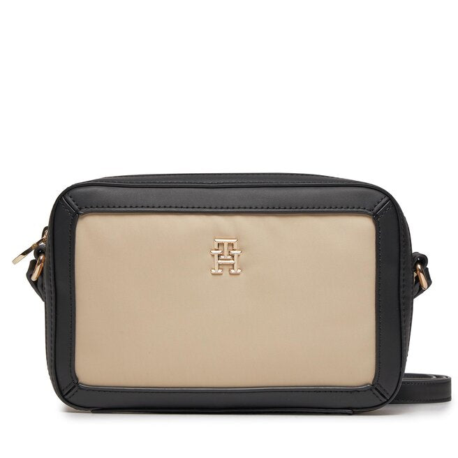 Tommy Hilfiger bež ženska torba s kontrastnim rubovima-[SKU]
