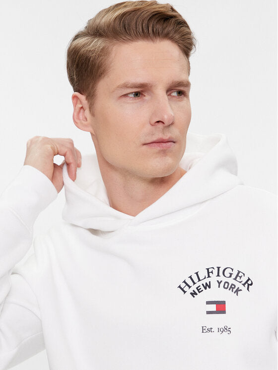 Tommy Hilfiger bijela muška dukserica s kapuljačom-[SKU]