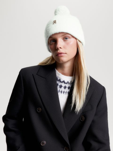 Tommy Hilfiger bijela ženska kapa s pompom-[SKU]