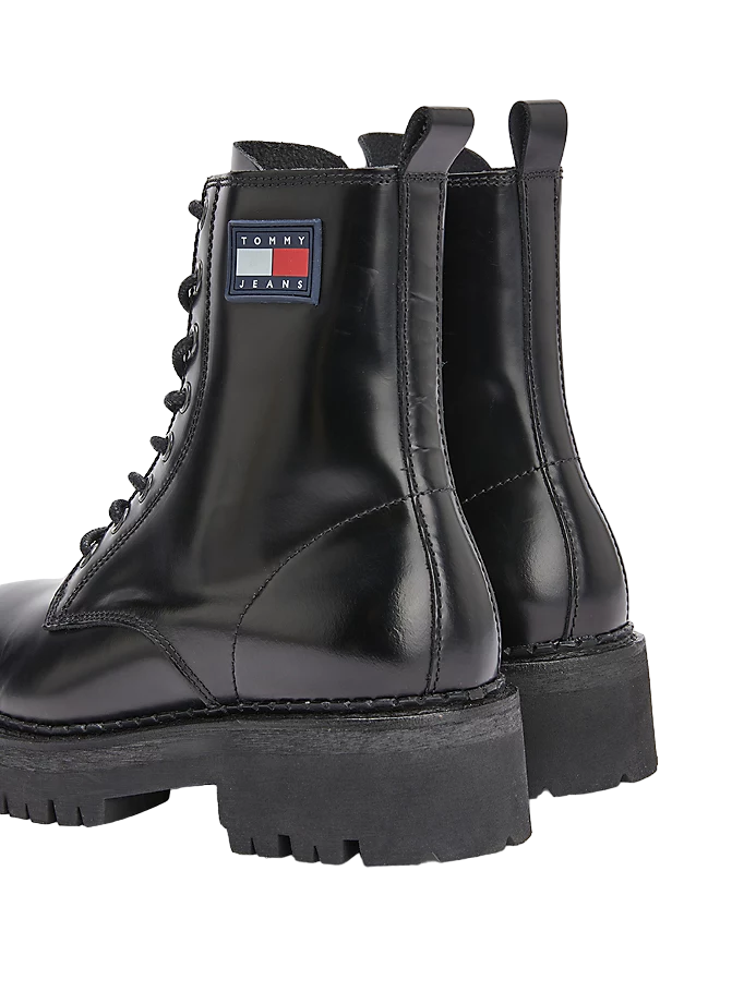 Tommy Hilfiger crne ženske kožne čizme na platformi