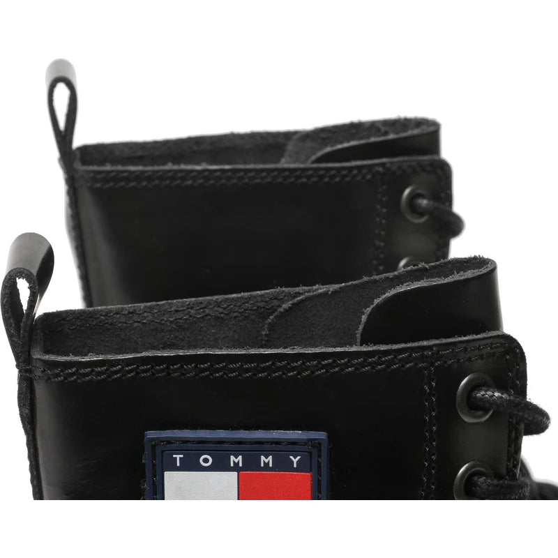 Tommy Hilfiger crne ženske kožne čizme na platformi