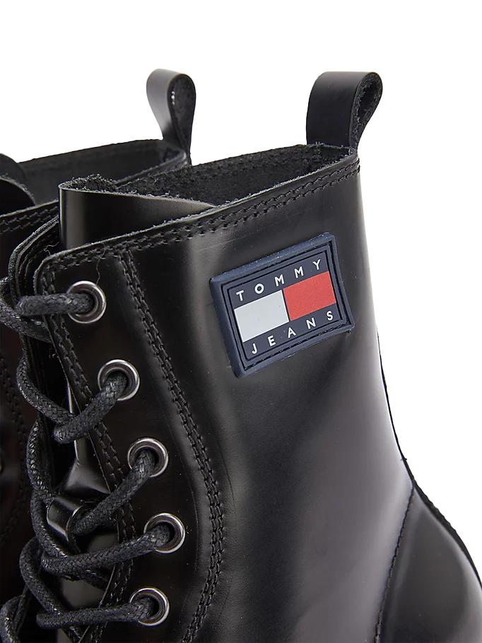 Tommy Hilfiger crne ženske kožne čizme na platformi