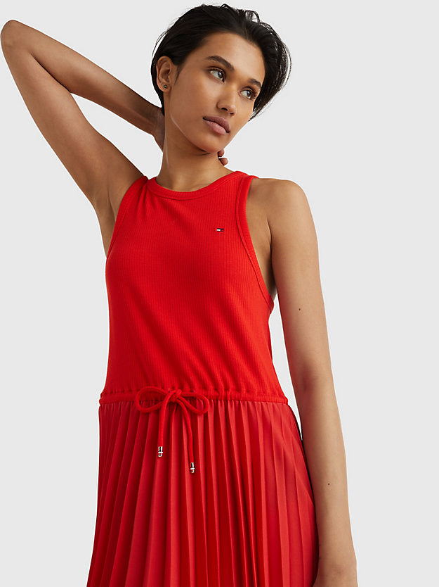 Tommy Hilfiger crvena ženska haljina s naborima-[SKU]