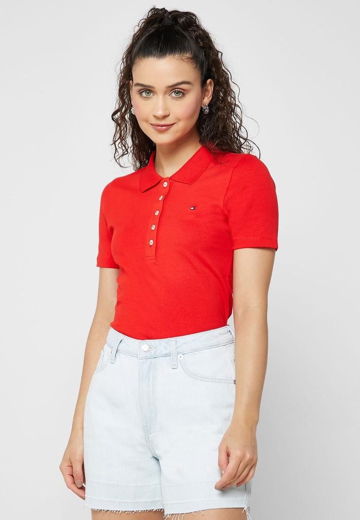 Tommy Hilfiger crvena ženska polo majica sa dugmićima