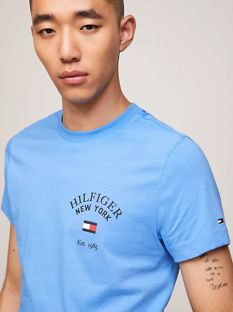 Tommy Hilfiger plava muška majica s okruglim izrezom-[SKU]