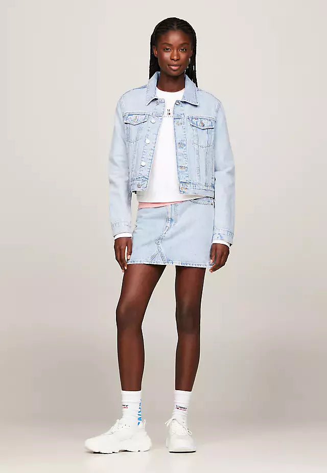 Tommy Hilfiger plava ženska jakna s izbledjelim efektom-[SKU]