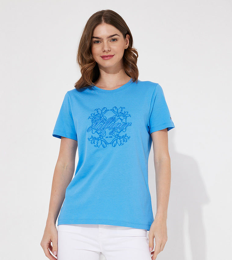 Tommy Hilfiger plava ženska majica s cvjetnim printom