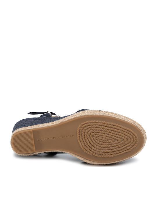 Tommy Hilfiger plave ženske sandale s pletenim potplatom