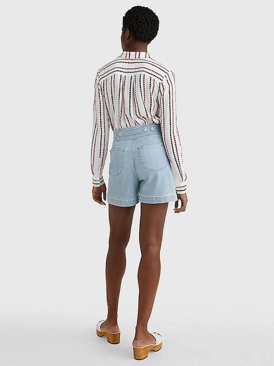 Tommy Hilfiger plavi ženski šorc sa visokim strukom-[SKU]