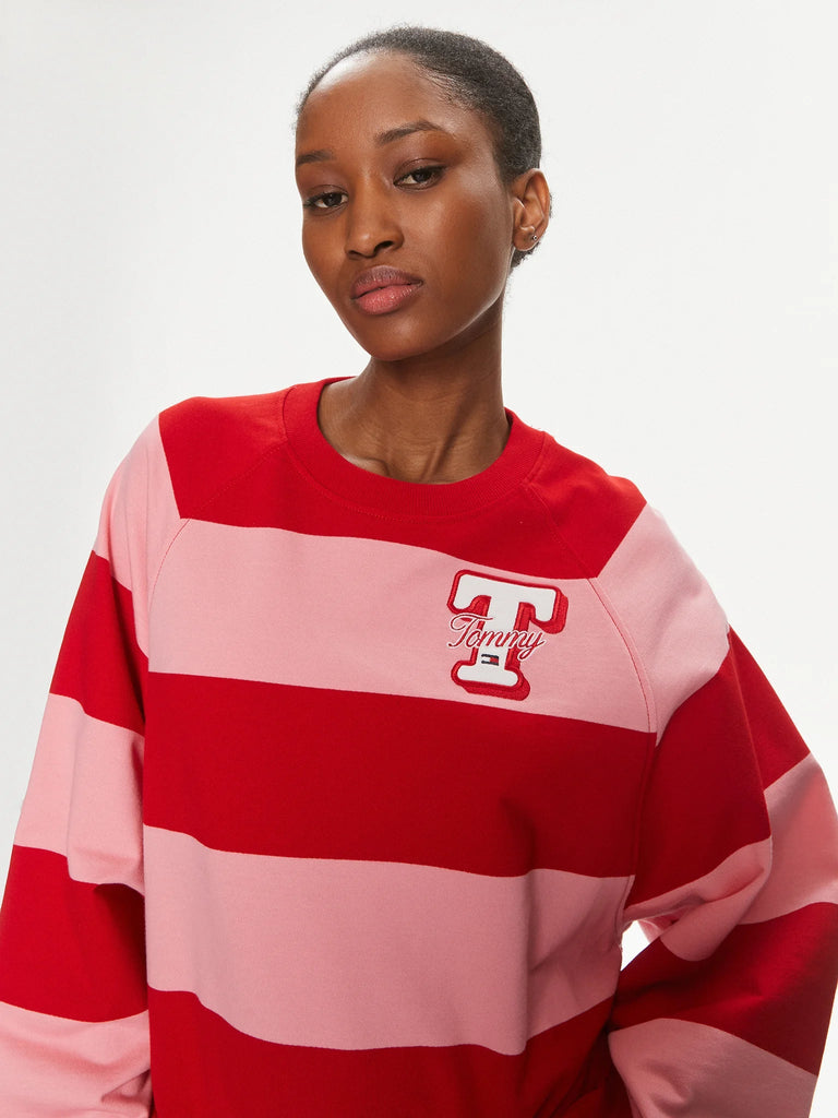 Tommy Hilfiger roza ženska majica s prugama-[SKU]