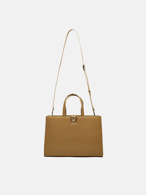 Tommy Hilfiger smeđa ženska torba s elegantnim remenom-[SKU]