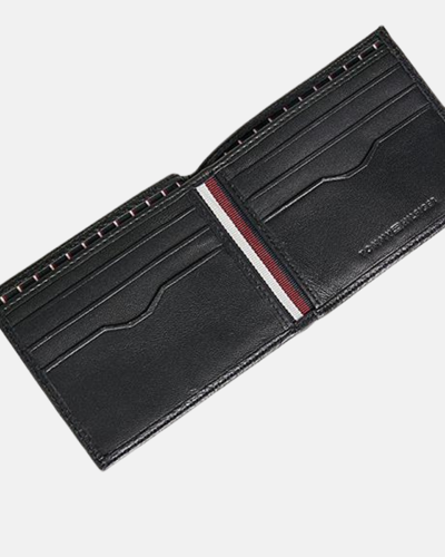 Tommy Hilfiger crni muški novčanik sa teksturnim uzorkom-[SKU]