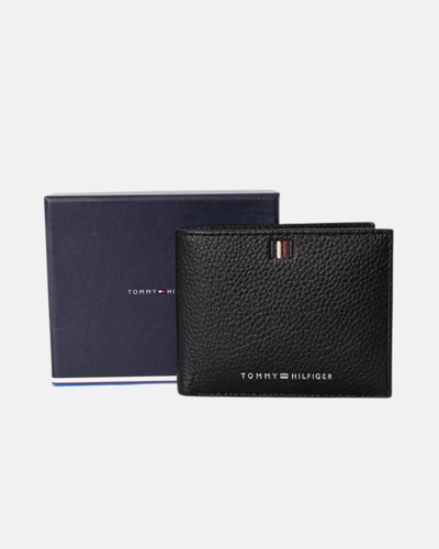 Tommy Hilfiger crni muški novčanik sa teksturnim uzorkom-[SKU]