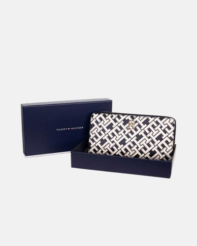 Tommy Hilfiger crni ženski novčanik sa monogram uzorkom-[SKU]