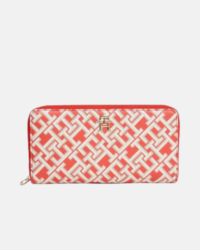 Tommy Hilfiger crveni ženski novčanik s monogram uzorkom-[SKU]
