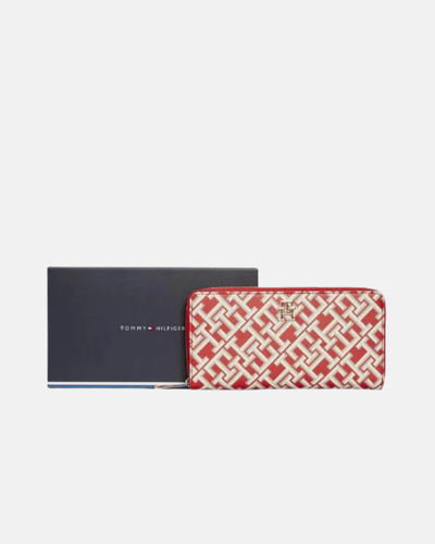 Tommy Hilfiger crveni ženski novčanik s monogram uzorkom-[SKU]
