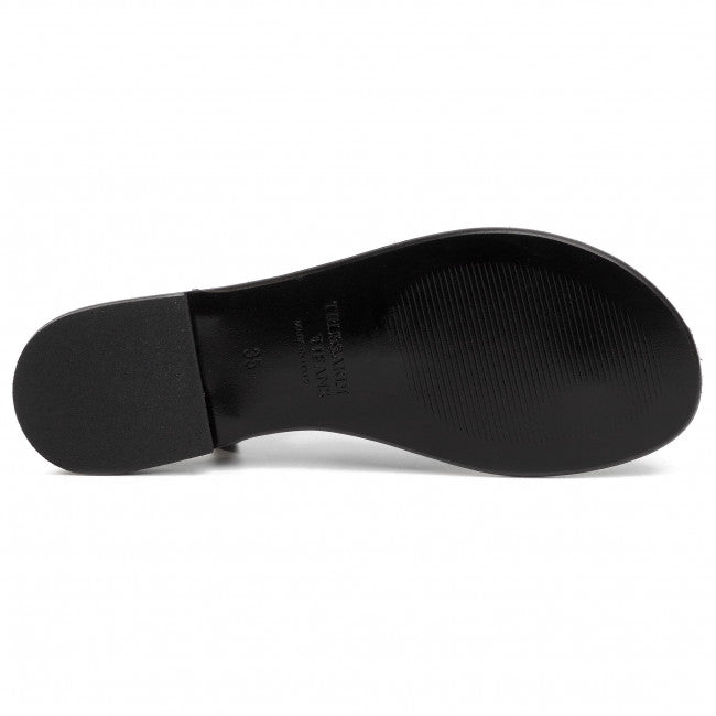 Trussardi crne ženske sandale s prugastim remenčićima