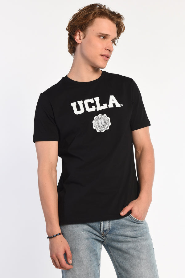 UCLA crna muška majica kratkih rukava s bijelim UCLA printom i grbom