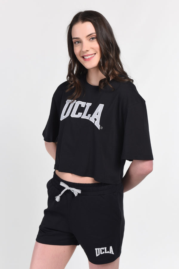 UCLA crna ženska kratka majica kratkih rukava oversize kroja s bijelim UCLA printom