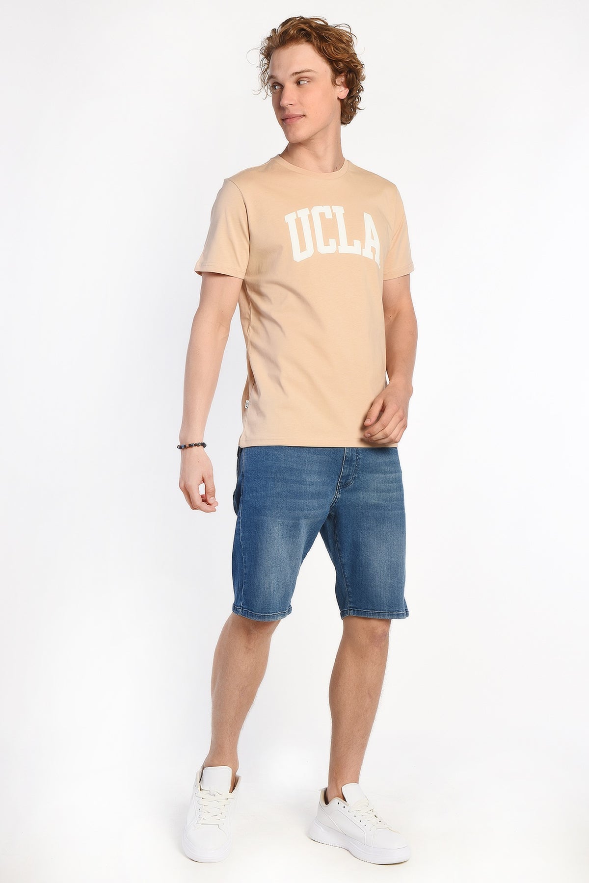 UCLA bež muška majica kratkih rukava s velikim bijelim UCLA natpisom