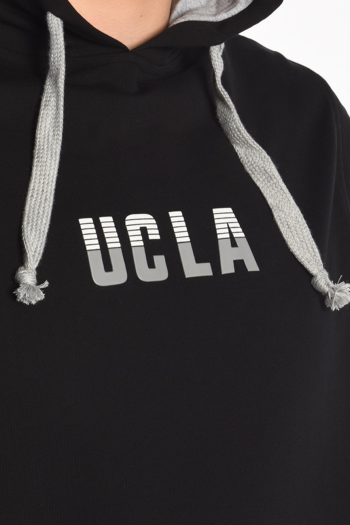 UCLA crna muška trenerka bez rukava s kapuljačom i sivim vezicama