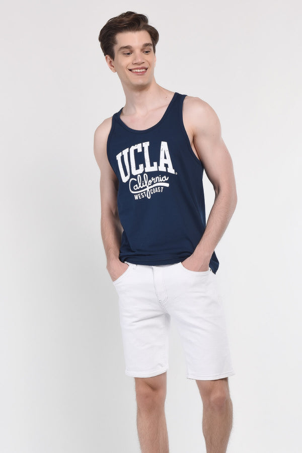 UCLA teget plava muška majica bez rukava s bijelim UCLA California printom