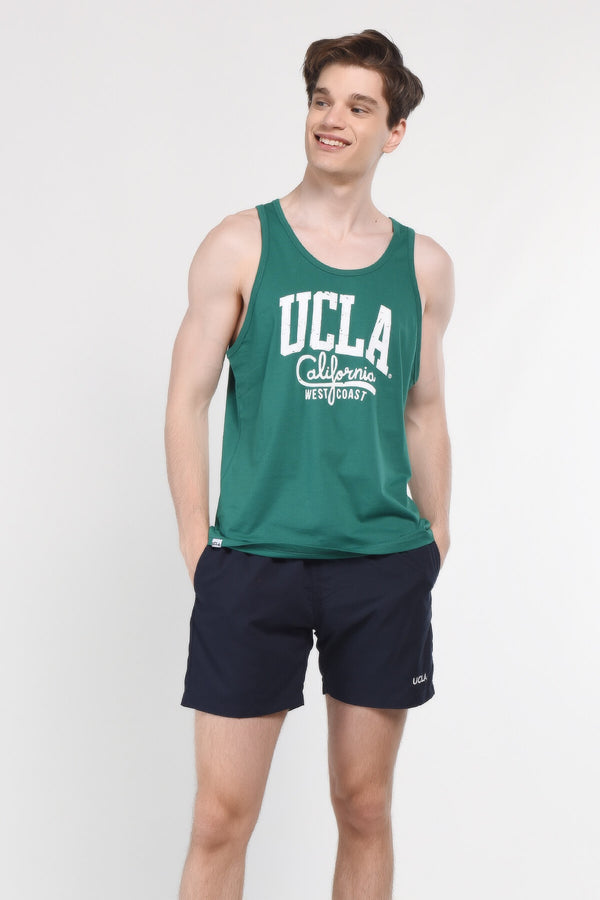 UCLA tamno zelena muška majica bez rukava s bijelim UCLA California printom