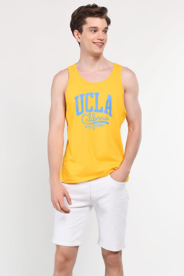 UCLA žuta muška majica bez rukava sa svijetlo plavim UCLA California printom