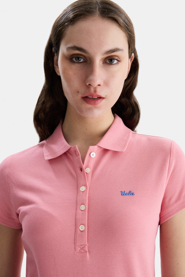 UCLA roza ženska polo majica kratkih rukava s malim plavim Ucla logom