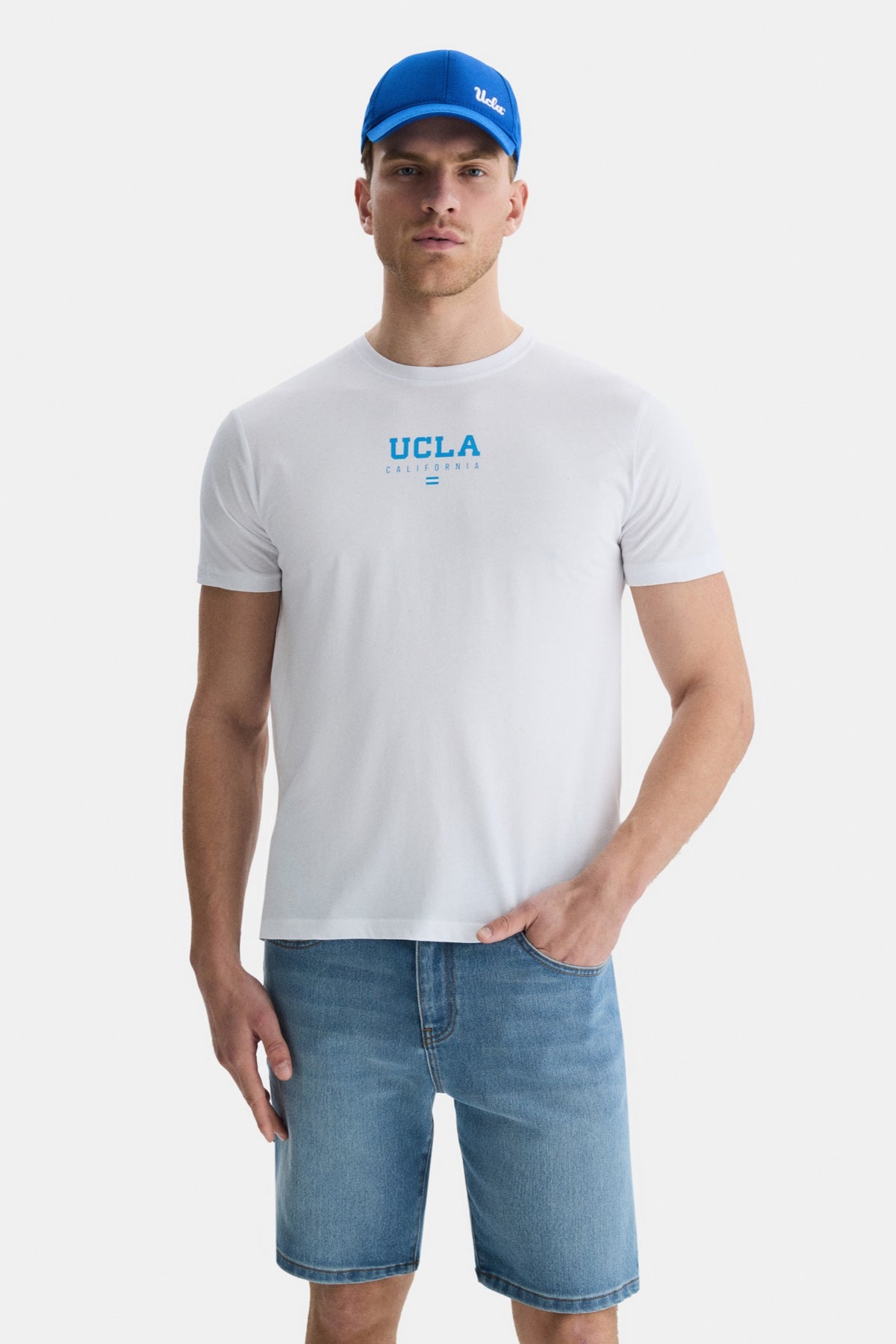 UCLA bijela muška majica kratkih rukava s malim plavim UCLA California printom