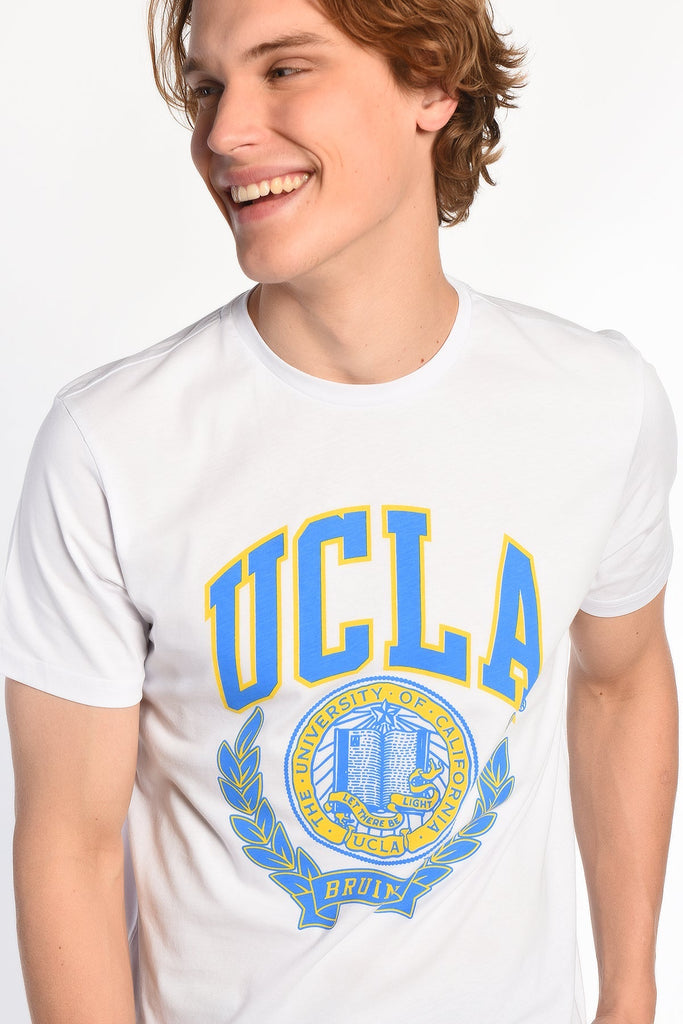 UCLA bijela muška majica s okruglim ovratnikom-[SKU]