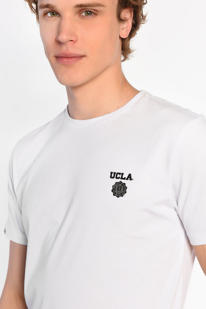UCLA bijela muška majica s okruglim izrezom-[SKU]