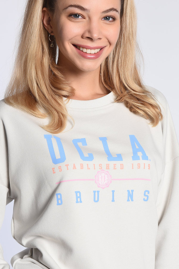 UCLA bijela ženska dukserica (10138-LIGHT BONE) 3