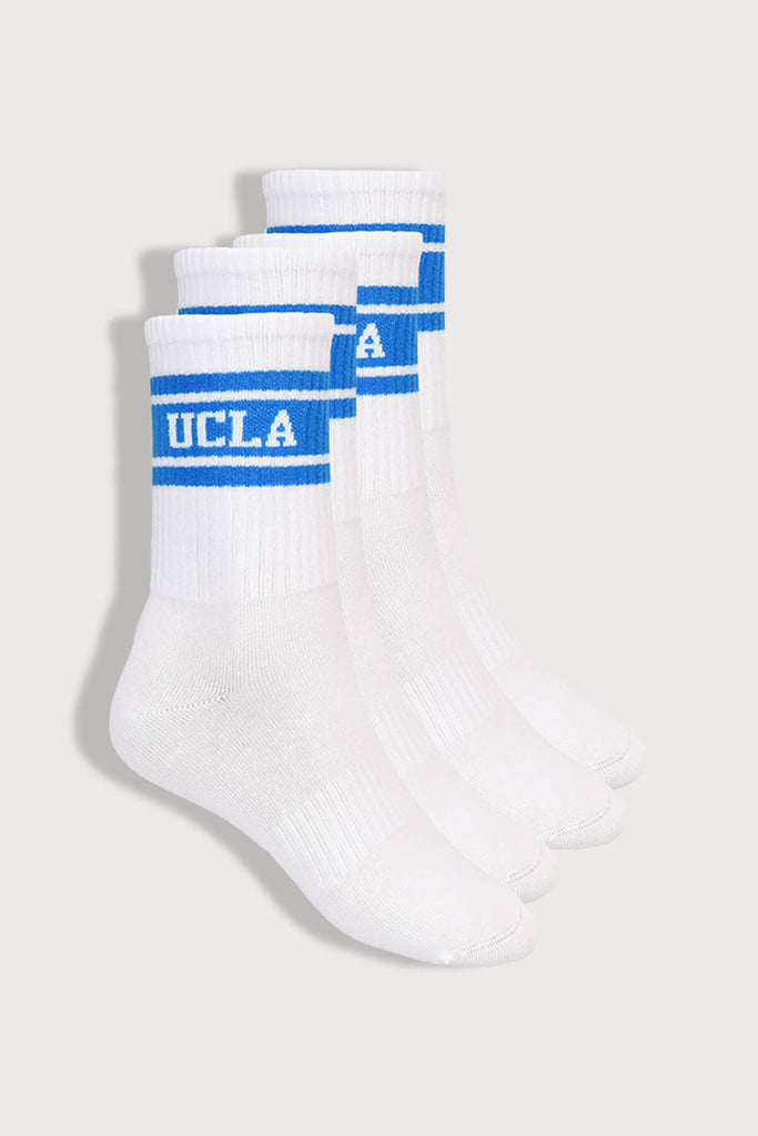 UCLA bijele muške čarape s plavim prugama