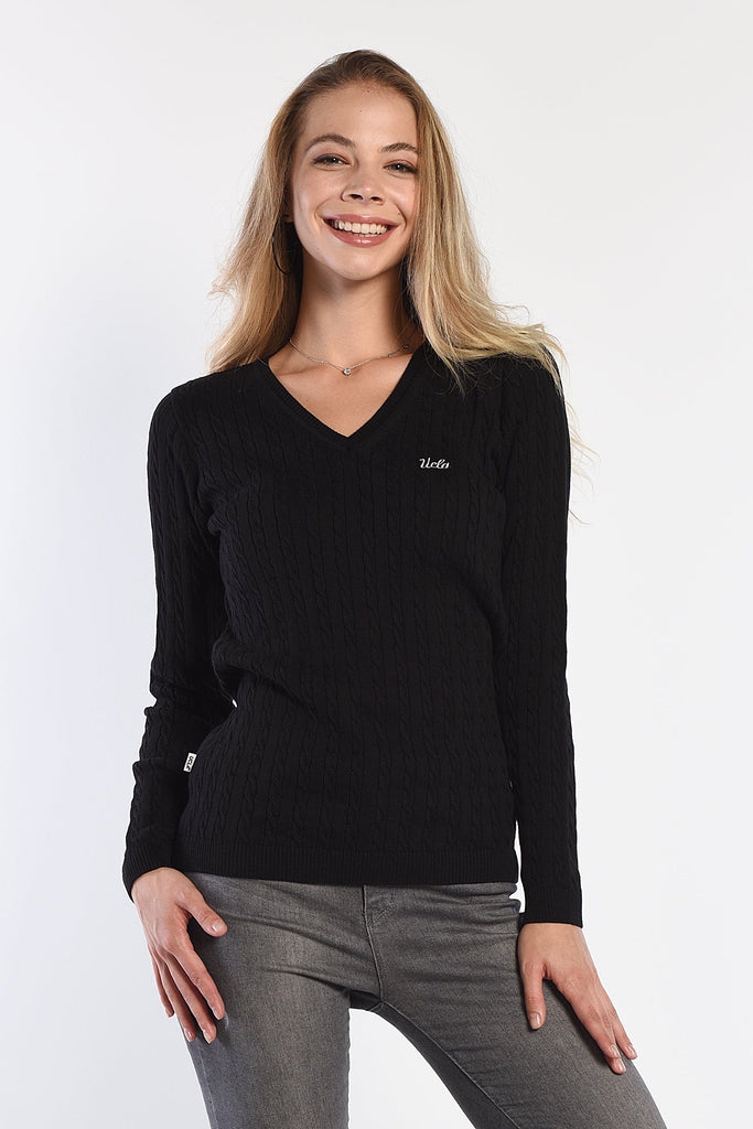 UCLA crni ženski džemper sa pletenim uzorkom