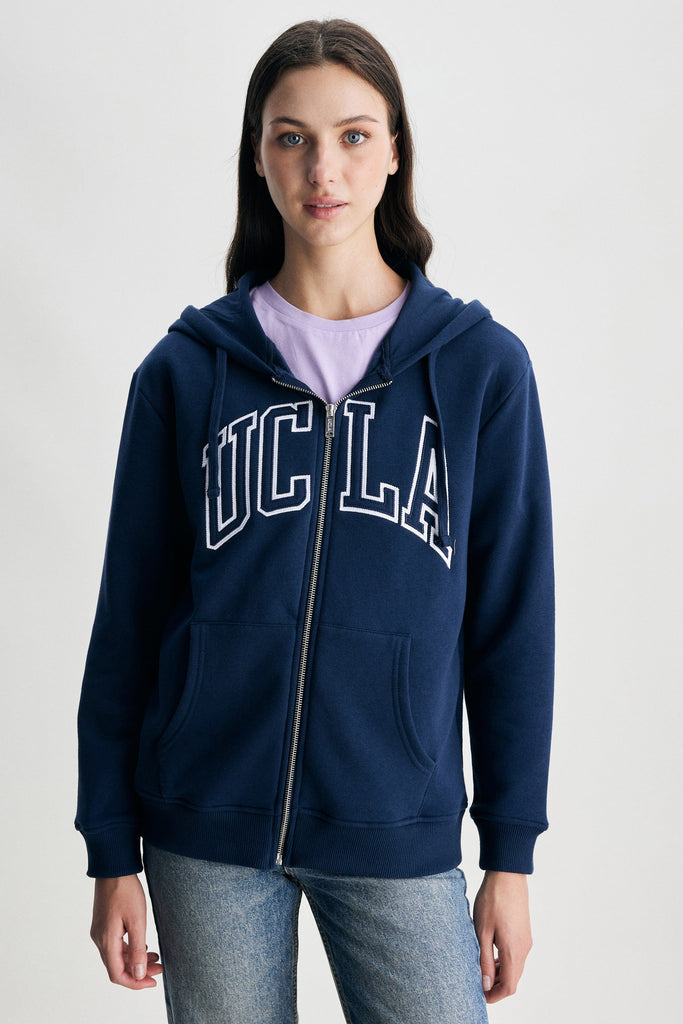UCLA plava ženska dukserica sa kapuljačom i rajsfešlusom