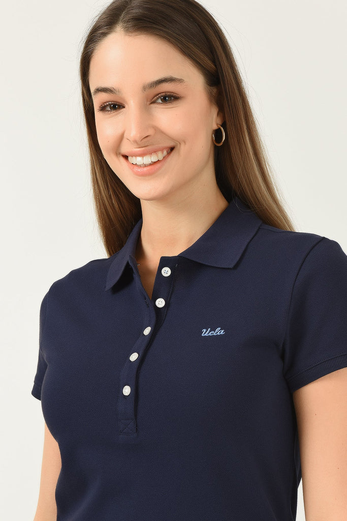 UCLA plava ženska polo majica sa bijelim dugmadima