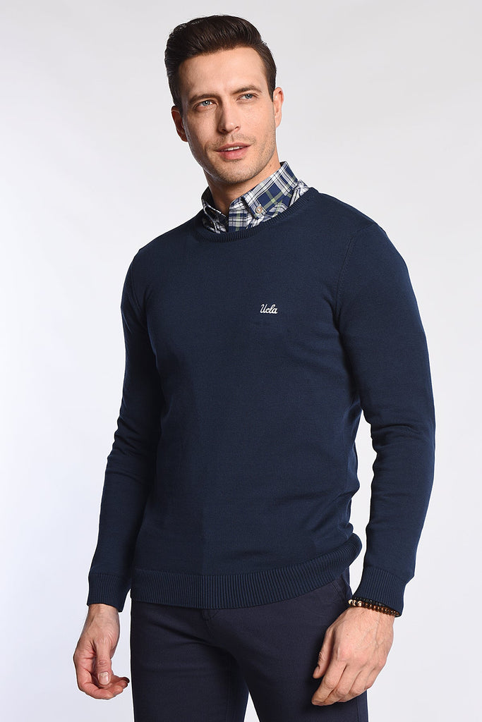 UCLA plavi muški džemper s okruglim izrezom