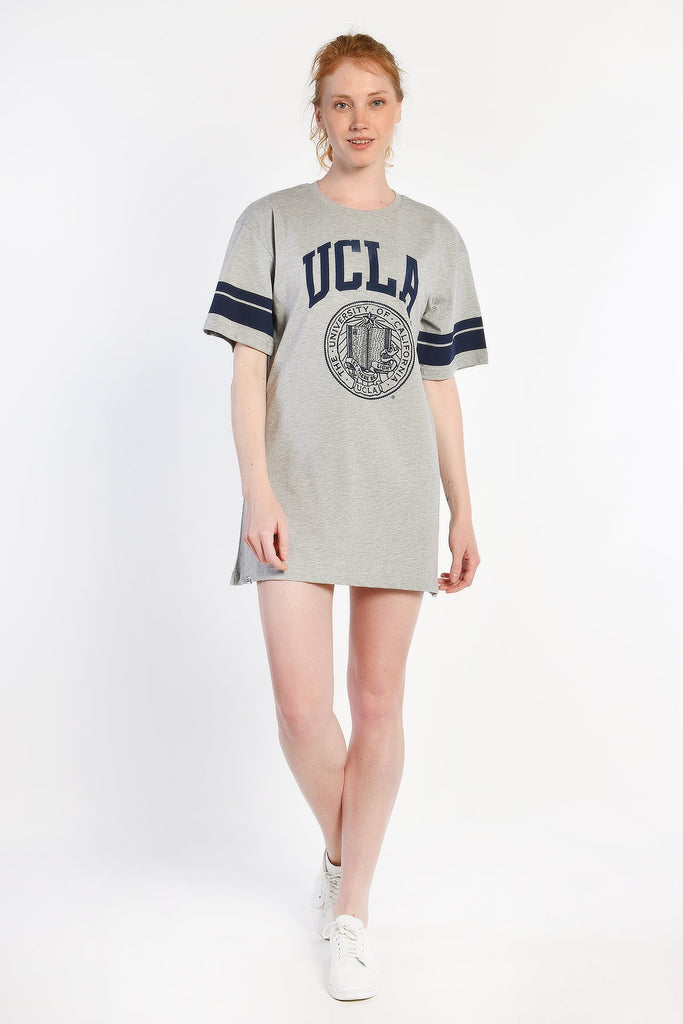 UCLA siva ženska haljina s prugastim rukavima