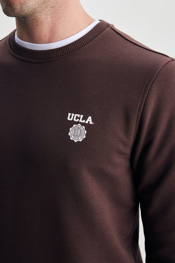 UCLA smeđa muška majica s okruglim izrezom-[SKU]