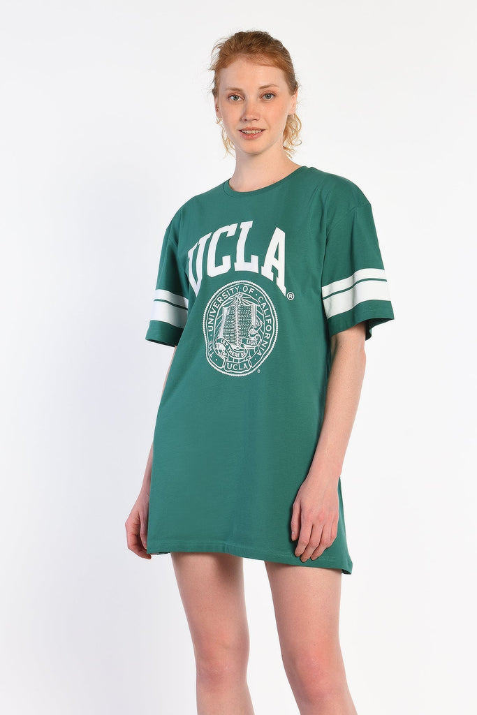 UCLA zelena ženska haljina sa sportskim prugama