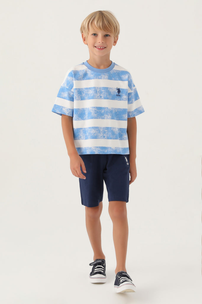 U.S. Polo Assn. plavi komplet za dječake s prugastim uzorkom-[SKU]