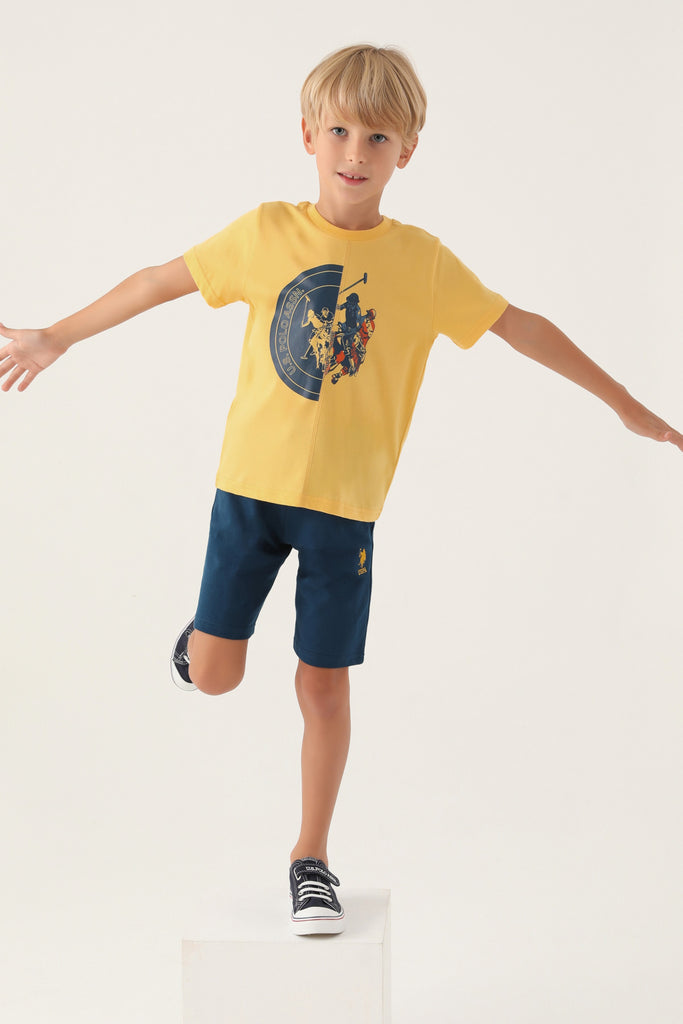U.S. Polo Assn. žuti komplet za dječake s printom konja-[SKU]