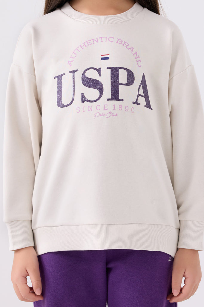 U.S. Polo Assn. siva trenerka za djevojčice s ljubičastim detaljima-[SKU]