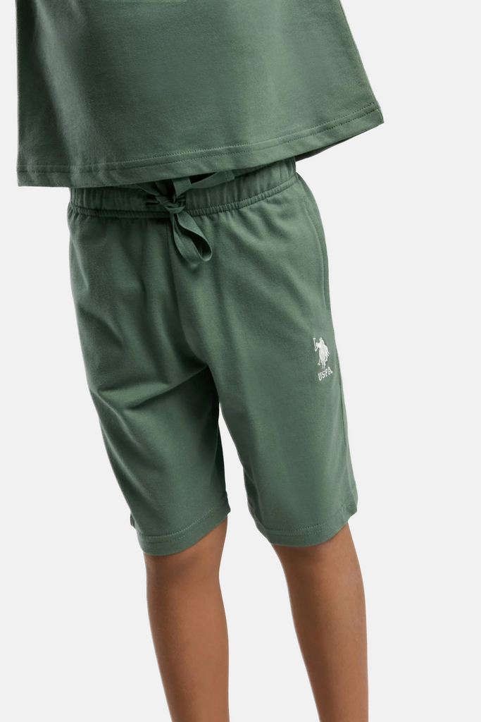 U.S. Polo Assn. zeleni komplet za dječake s kratkim rukavima i šorcem-[SKU]