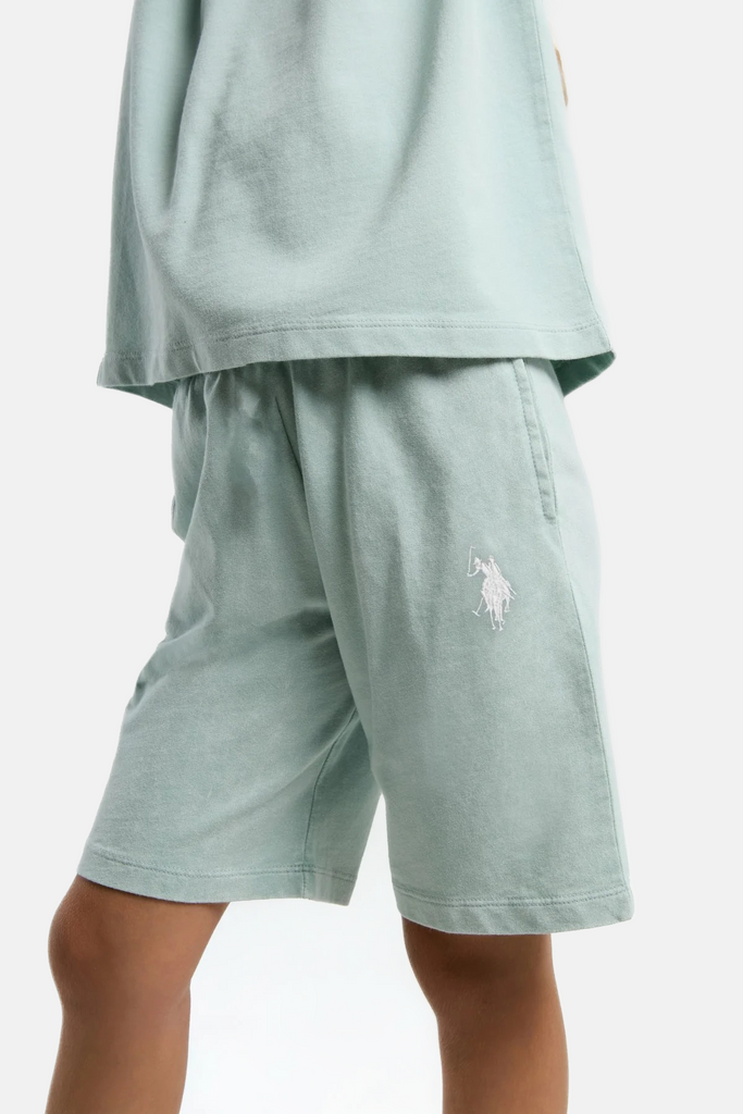 U.S. Polo Assn. zeleni komplet za djevojčice s kratkim rukavima i šorcem-[SKU]